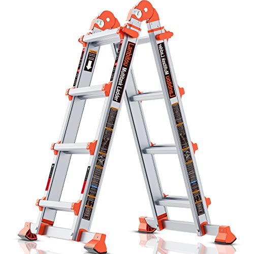 Ladder, A Frame 5 Step Ladder Extension, 17 Ft Anti-Slip Multi Position Ladder, Storage Folding Ladder, 330 lbs Security Load Telescoping Aluminum Ladders for Stairs Home Indoor Outdoor Roof