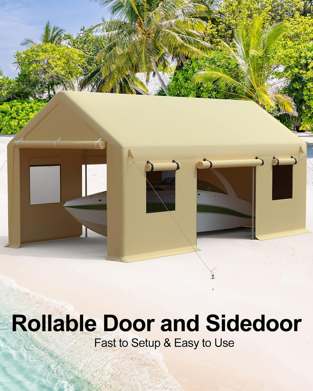 Carport 10'x20' Portable Garage with Reinforced Steel Poles, Yellow Z113844