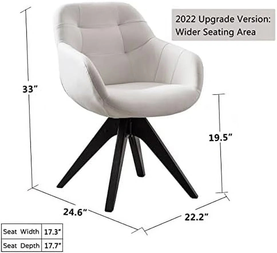 HOOMZNB Mid Century Modern Swivel Accent Chair with Wood Legs Light Grey R99366