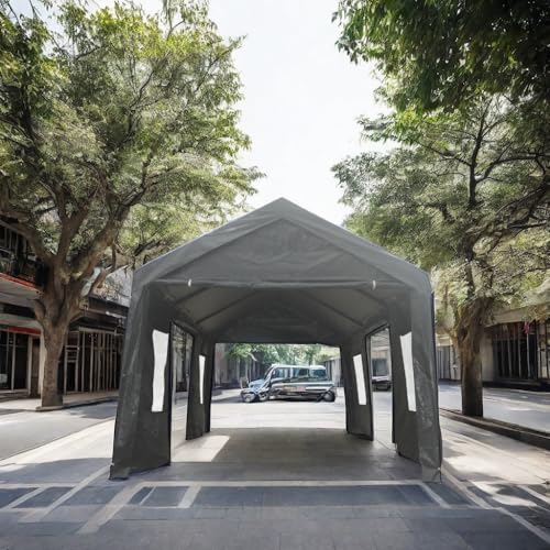 CarPorts 10x20 Heavy Duty Portable Carport Canopy with Sidewalls, Grey Q306