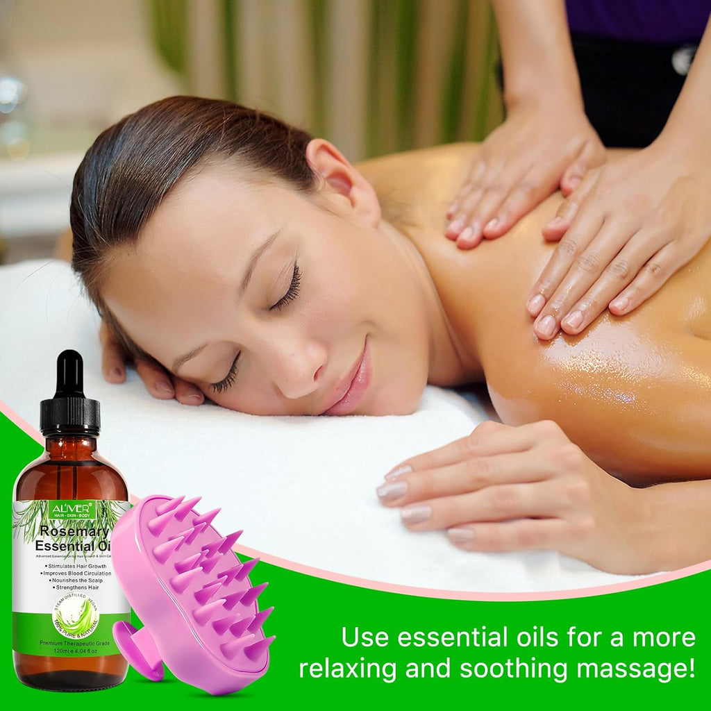 Organic Rosemary Oil for Hair Growth with Scalp Massager, 4.04 Fl Oz R6381