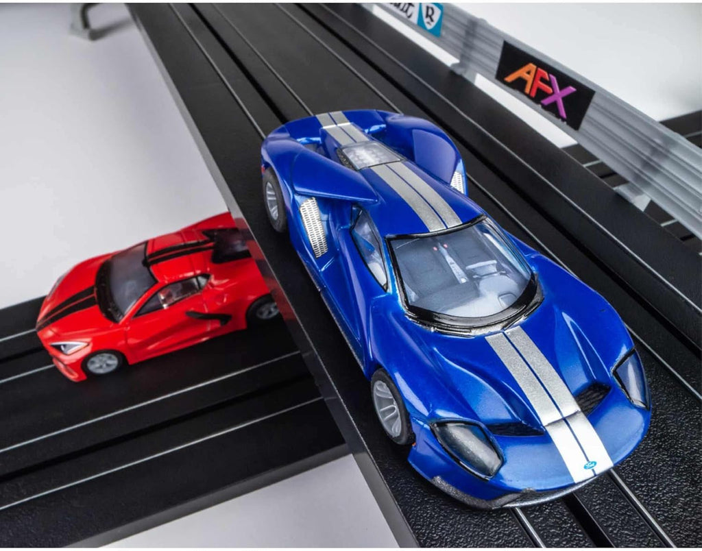 AFX/Racemasters Super Cars Set 15ft Track Mega G+ Chassis Tri-Pack HO Slot Racing J7090