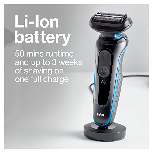 Braun Series 5 5049cs Electric Shaver with Charging Stand, Blue W73721