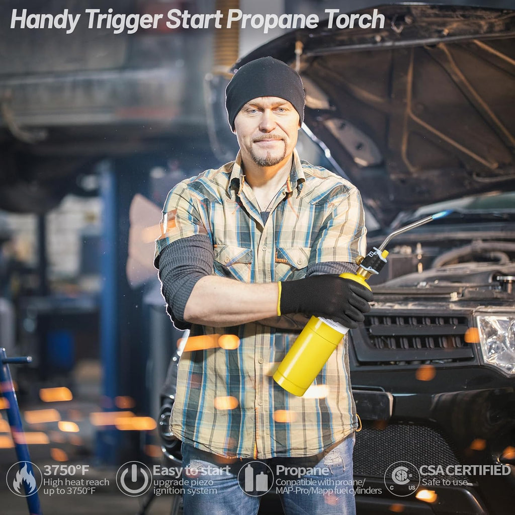 Propane Torch Head with Trigger Start Self Ignition, MAPP Gas Torch Kit M905828