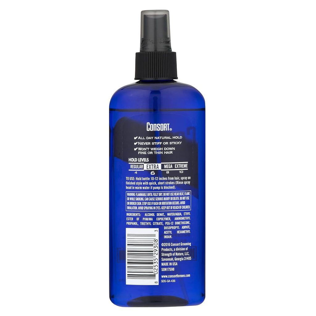 Consort Hair Spray 8oz Unscented X-Hold Pump Non-Aero 3 Pack U354