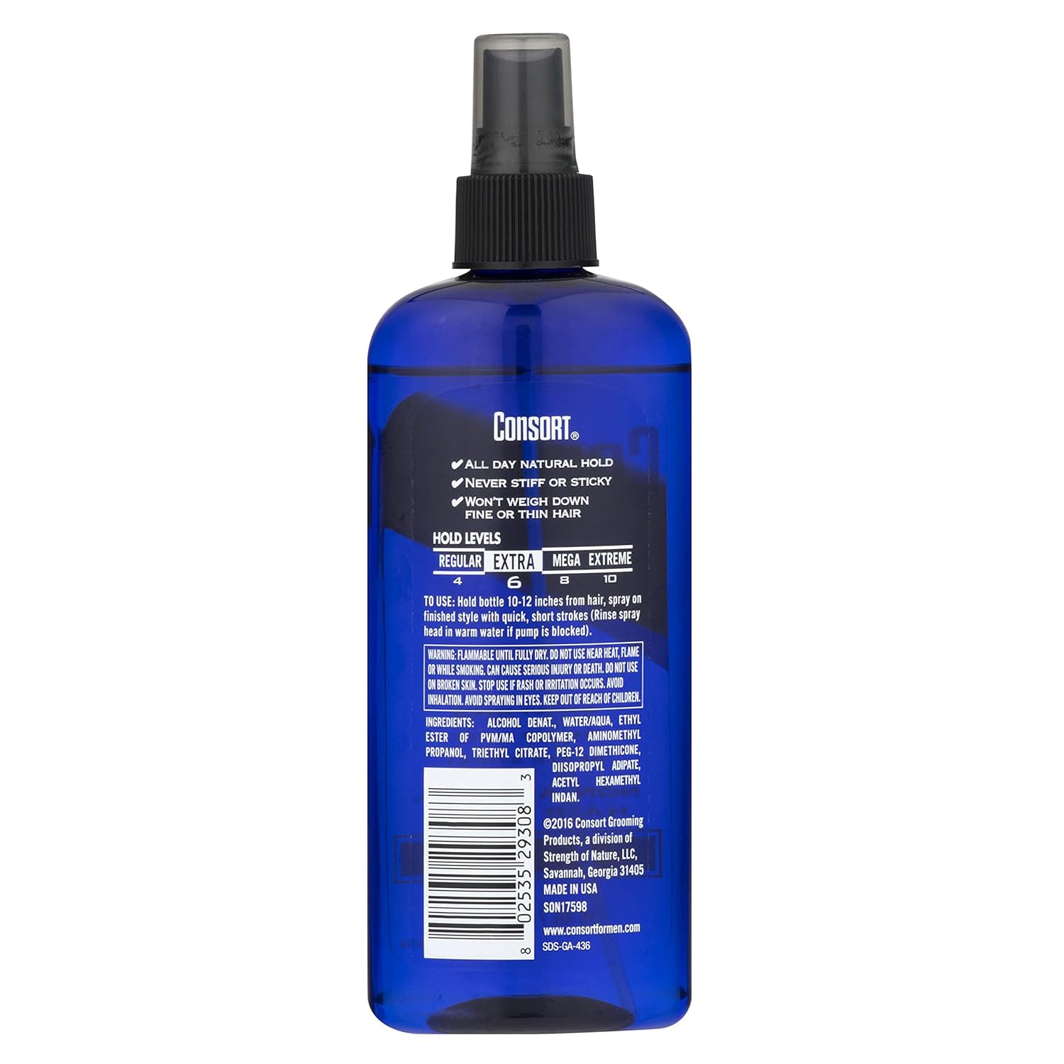 Consort Hair Spray for Men, Extra Hold, Unscented, Non-Aerosol, 8 fl oz F237