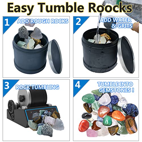 3 LBS Rock Tumbler Grit Set, 4 Step Polish Refill for Rock Polisher O830257