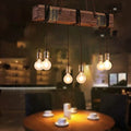 Rustic Chandelier Farmhouse Wood Beam Hanging Industrial Pendant Lighting Vintage Ceiling Light Fixture 10 Heads for Dining Table Kitchen Island Bar Coffee Billiard Pool Table (10 Heads)