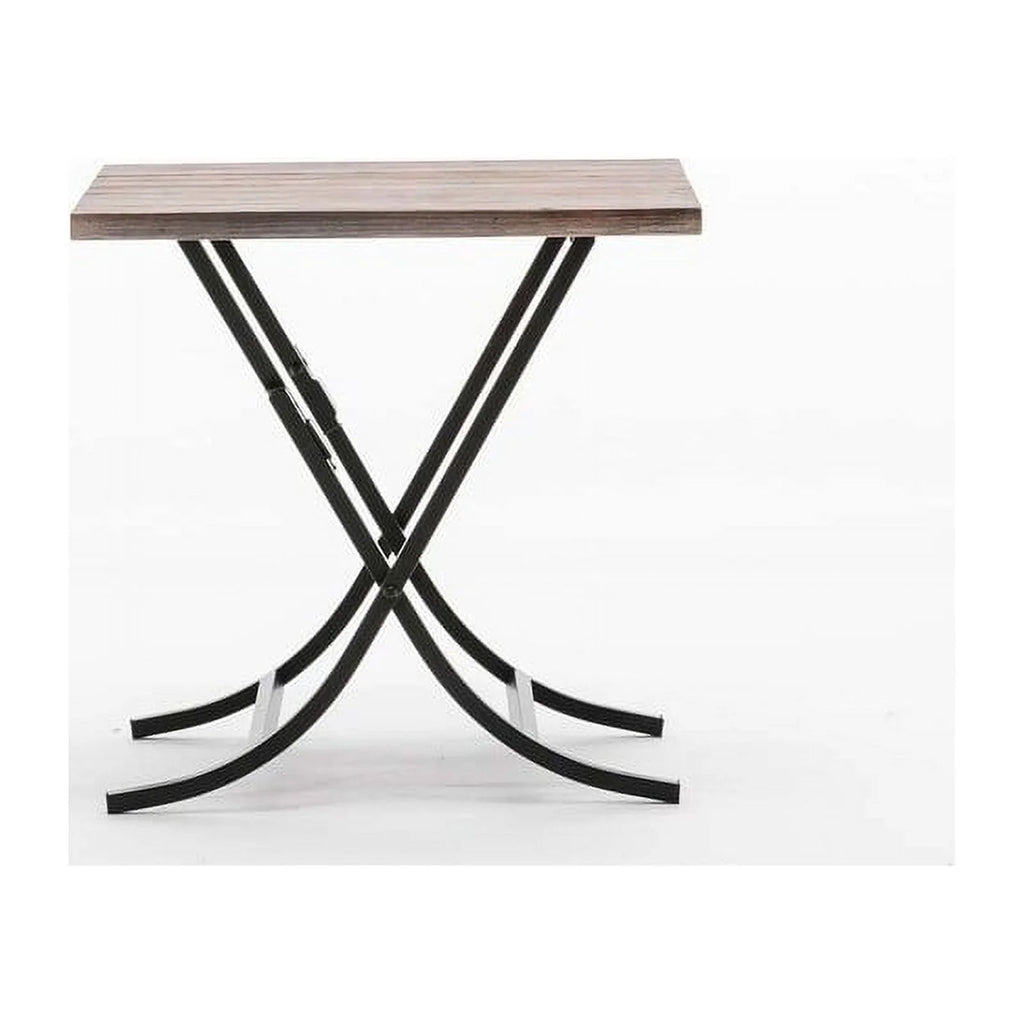 Miriam Folding Industrial Wood and Metal End Table K7722