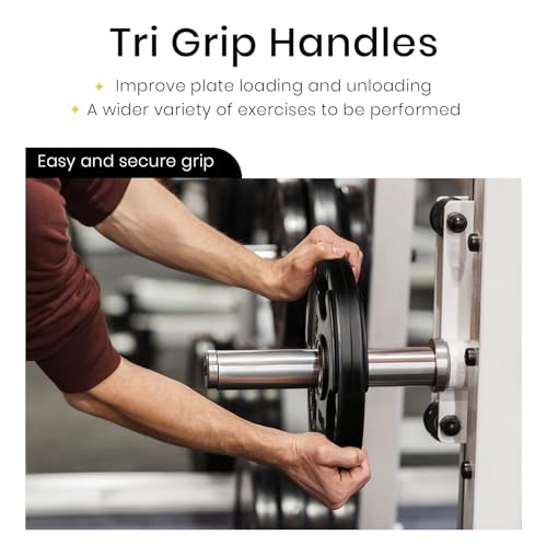 LIONSCOOL 2-Inch Rubber Olympic Grip Weight Plates for Strength Training, Cast Iron, 2.5-45LB Q82099