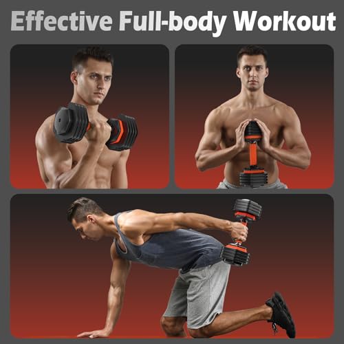 Adjustable Dumbbell Set 25LB Pair, Anti-Slip Handle for Fitness Workout O921197