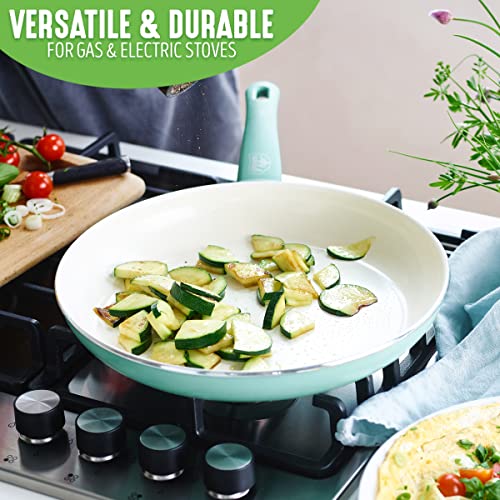 GreenLife Soft Grip Ceramic Nonstick Frying Pan Skillet Set 8" 10" 12", PFAS-Free, Dishwasher Safe, Soft Pink U583148