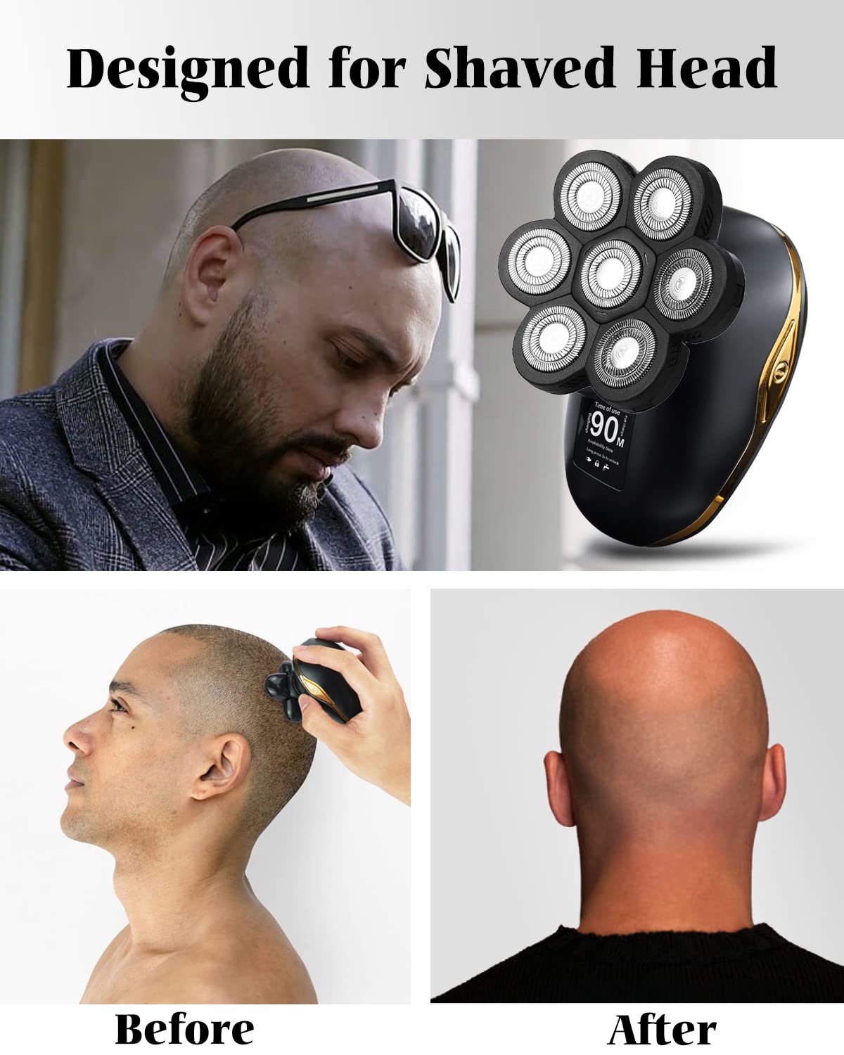 Amble 5-in-1 Electric Shaver for Bald Men Head, Waterproof Rotary Razor Kit P351853