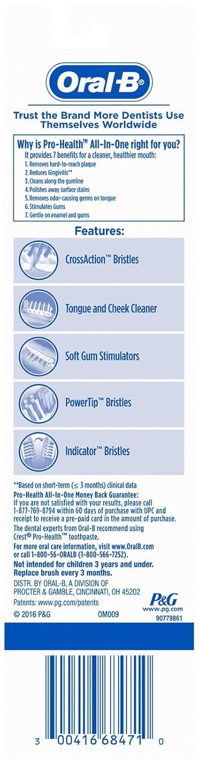 Oral B CrossAction Pro-Health Toothbrush Medium, 2 Count J670926