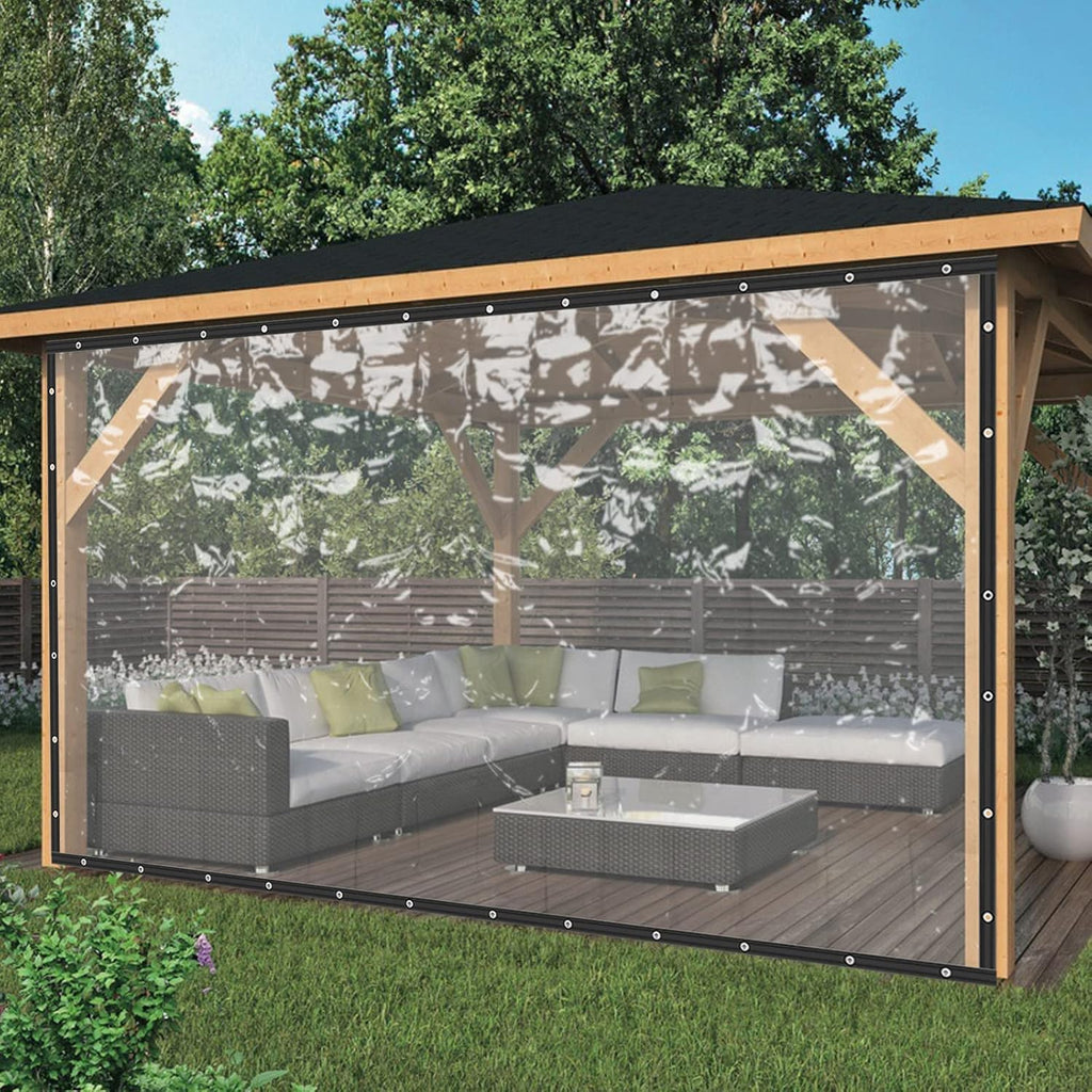 8×20FT Clear PVC Tarp Curtain Waterproof Heavy Duty Patio Enclosure J302