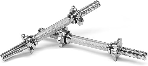 Yes4All Threaded Dumbbell Handles with Rubber Grip, Fit 1" Plates U8415