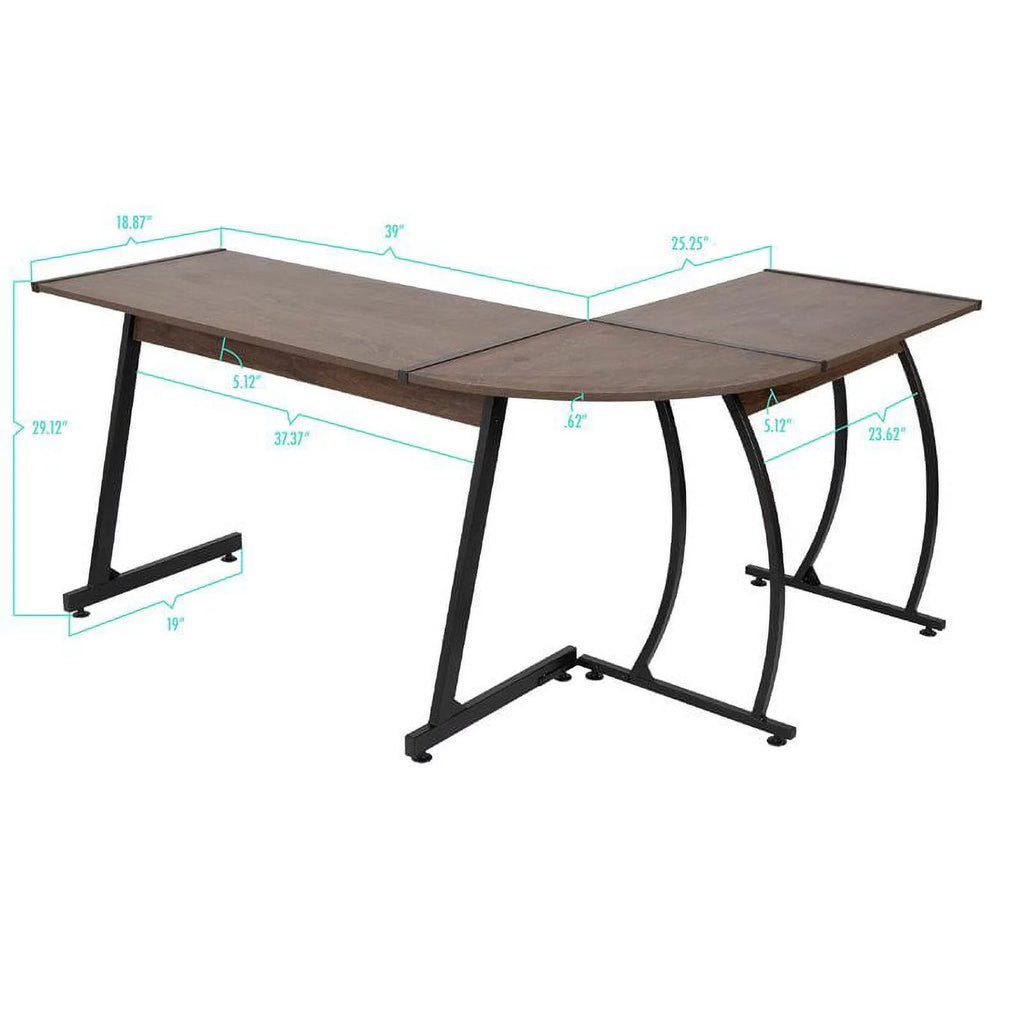 Living Essentials Ethan L-Shaped Corner Computer Desk Aged Oak K762