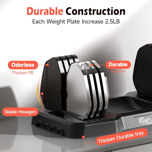Adjustable Dumbbells Set 5-55LB, Anti-Slip Handle for Home Gym S70008