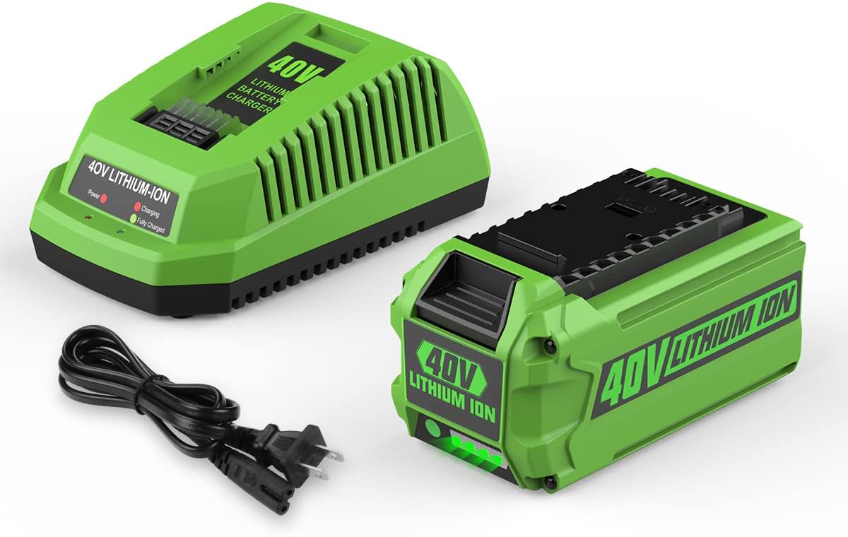 40V 6.5Ah 29462 29472 Battery Replacement for 40V Greenworks Battery and Charger 29482 Compatible with Greenworks 40V Lithium-Ion Battery 29252 20202 22262 40V G-MAX Battery