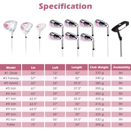 Tangkula 12-Piece Women’s Complete Golf Club Set Right Hand with Cart Bag M185757
