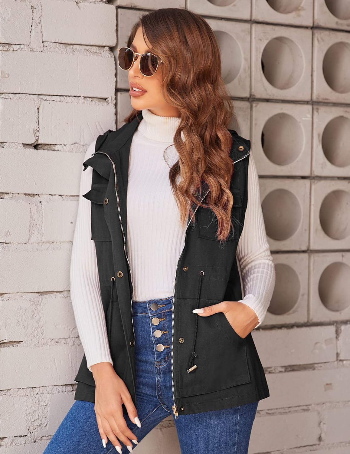 Beyove Women's Lightweight Sleeveless Military Anorak Vest L59019