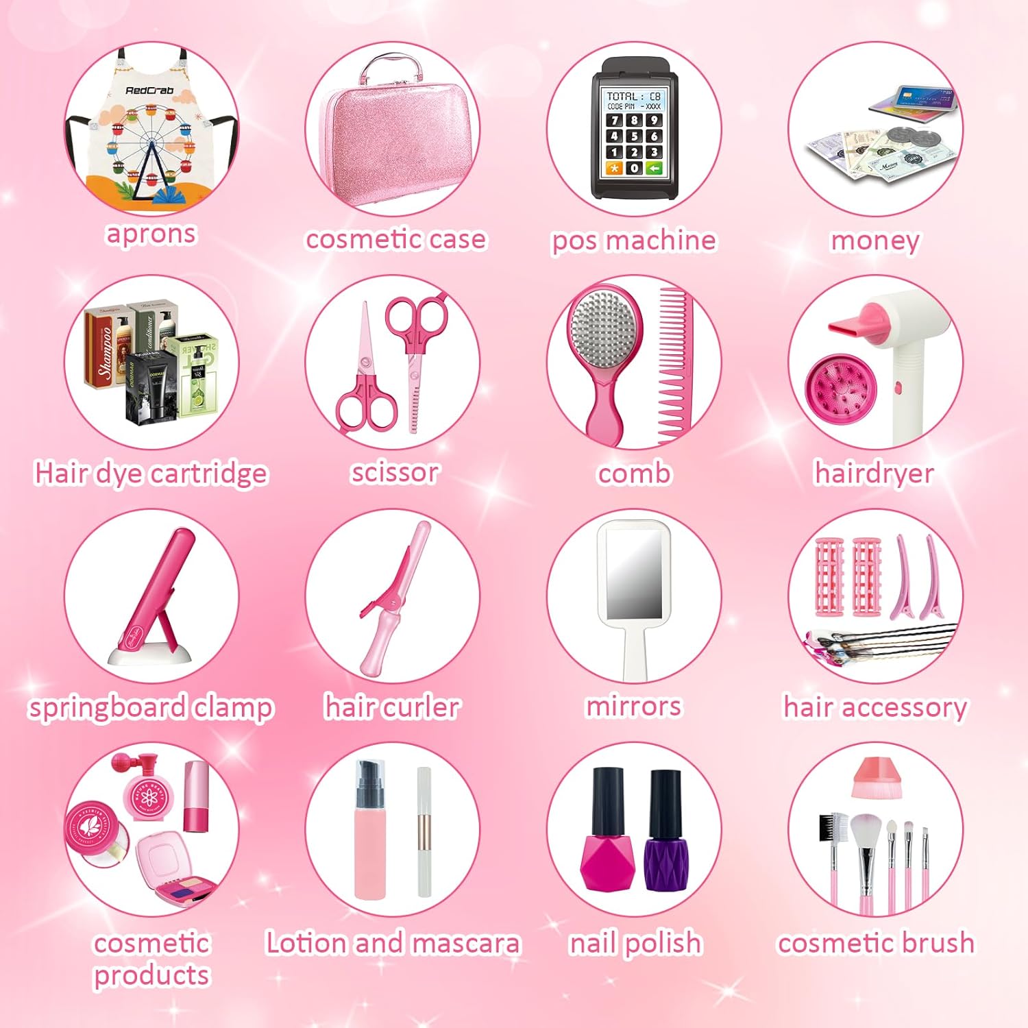 RedCrab Kids Beauty Salon Toy Set, Pretend Makeup Kit for Girls T575