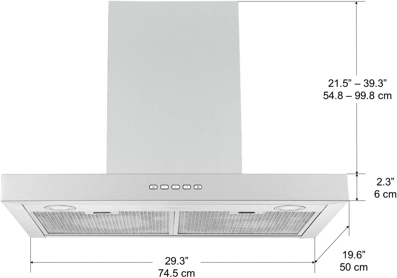 Ancona 30" 600 CFM Wall-Mounted Convertible Range Hood, Stainless Steel I622