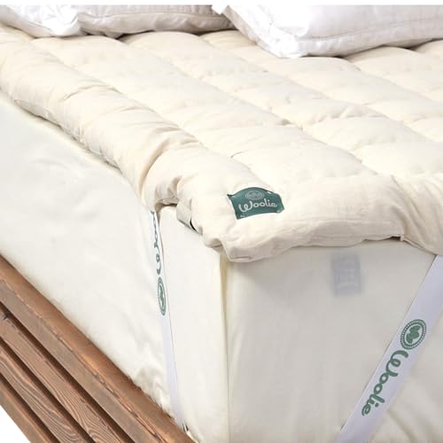 Organic Merino Wool Pillow Top Mattress Topper - Queen, 2", Handmade, Non-Toxic T7309