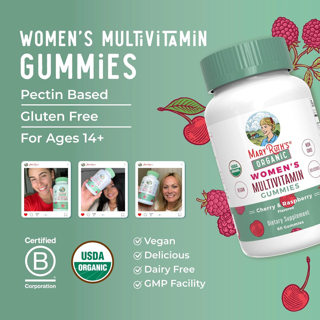 MaryRuth Organics Multivitamin Gummy for Women, Vegan, USDA Organic, 60 Count H806