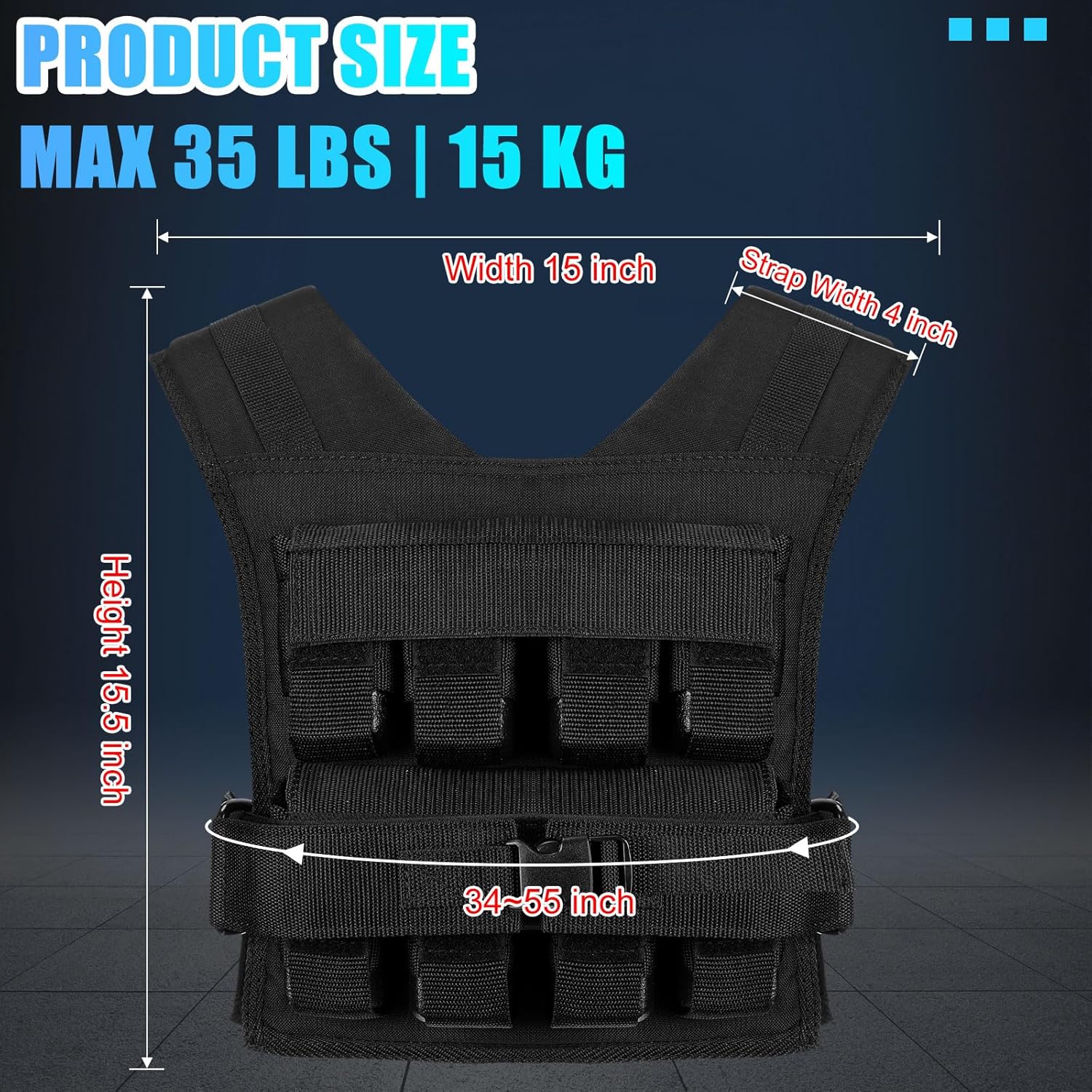 35lbs Adjustable Weighted Vest for Men with Iron Weights R614626