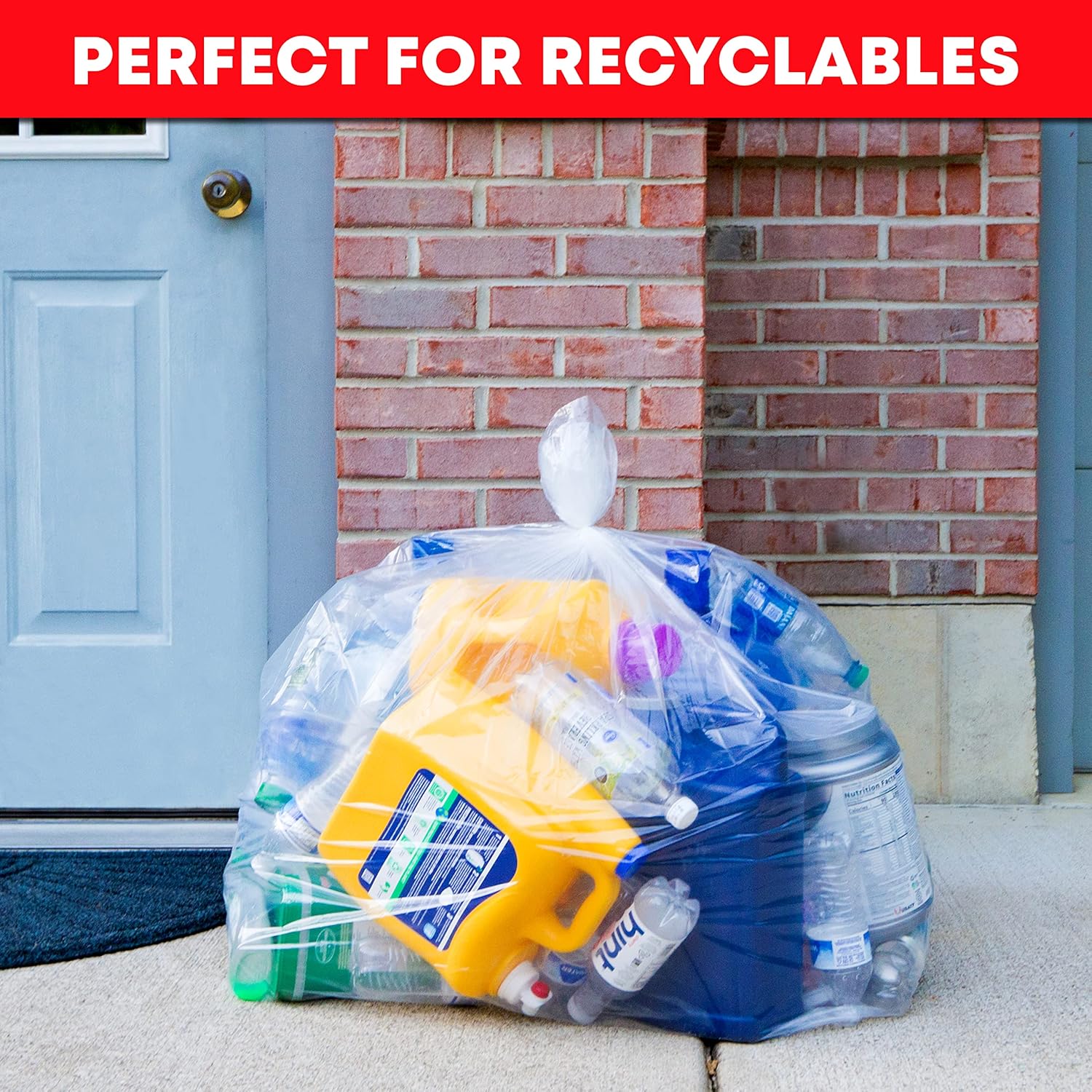 30-33 Gallon Clear Trash Bags Heavy Duty, 100 Bags with Ties T94139