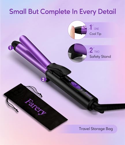 Travel Size Curling Iron Dual Voltage, 3/4 Inch Barrel, Ceramic Mini Hair Curler F39788