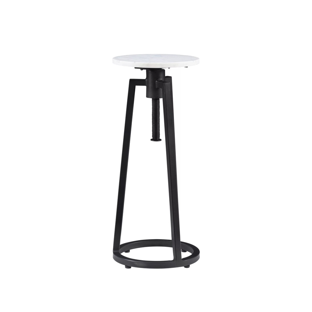 Powell Bowers Round Adjustable Height Drink Table, Black/White Marble R4114