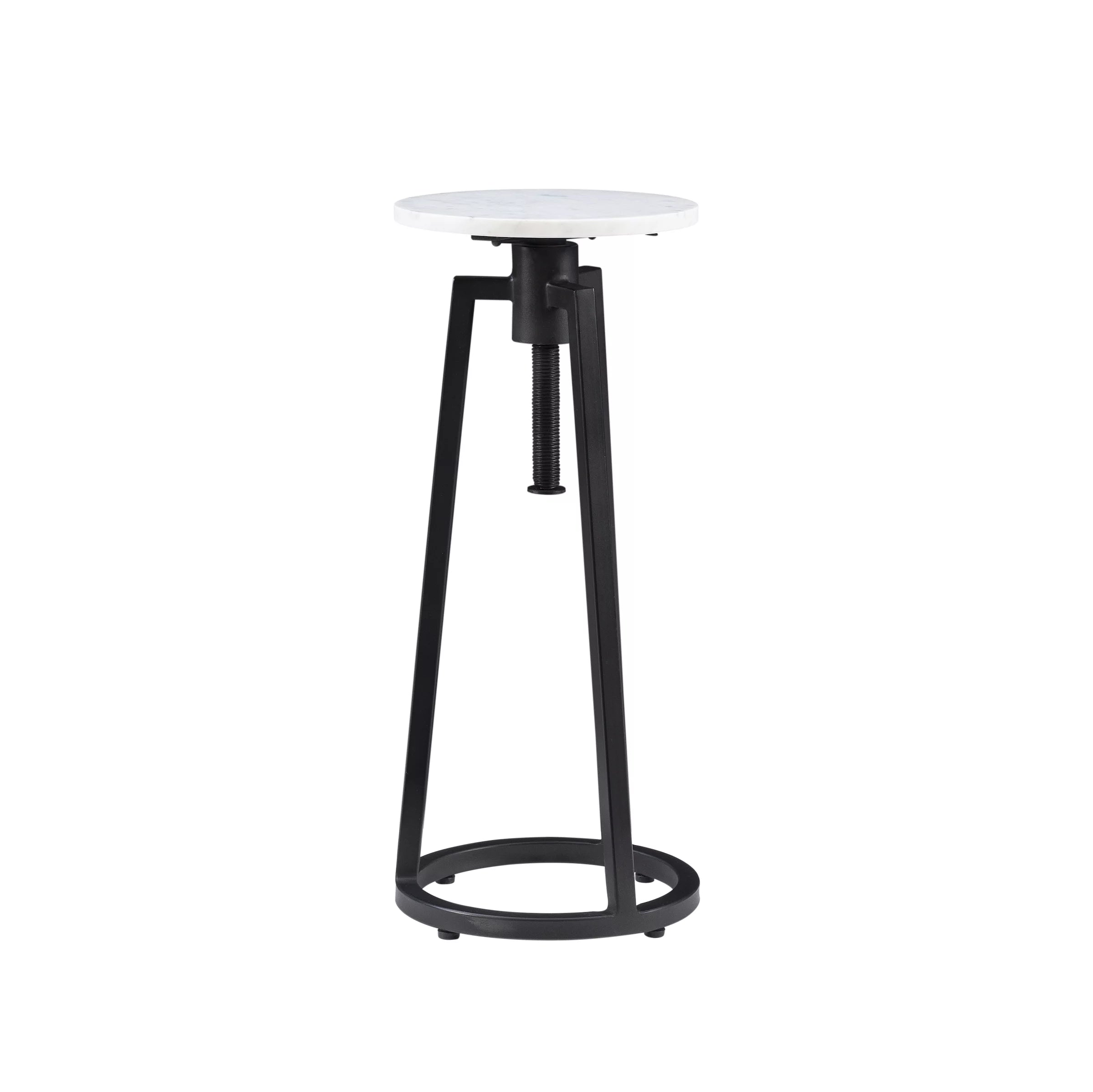 Powell Bowers Round Adjustable Height Drink Table, Black/White Marble R4114