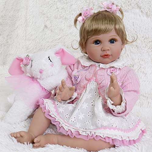 Aori Lifelike Reborn Baby Doll 22 inch Newborn Girl with Feeding Toy Accessories V74257