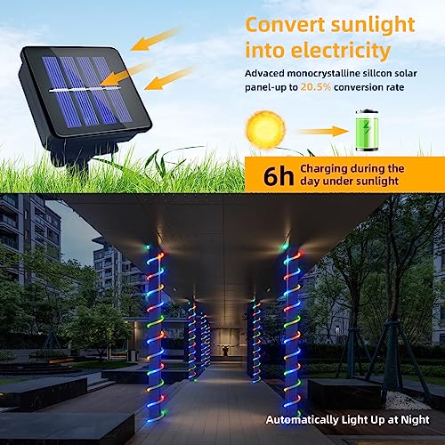 Solar Rope Lights Outdoor Waterproof 39FT 100LED Clear PVC Tube Fairy Lights E491