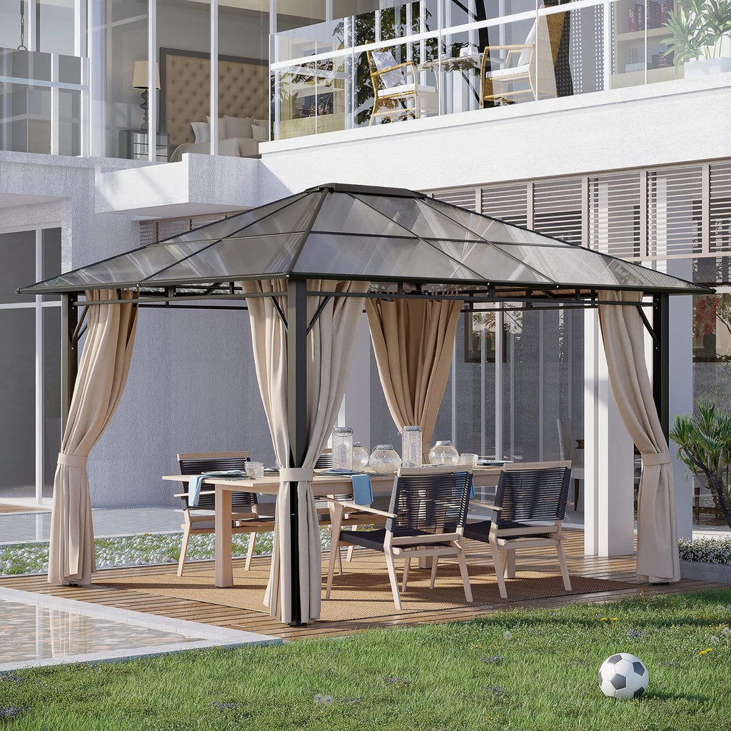Outsunny 10' x 12' Hardtop Gazebo with Polycarbonate Roof and Aluminum Frame Q292