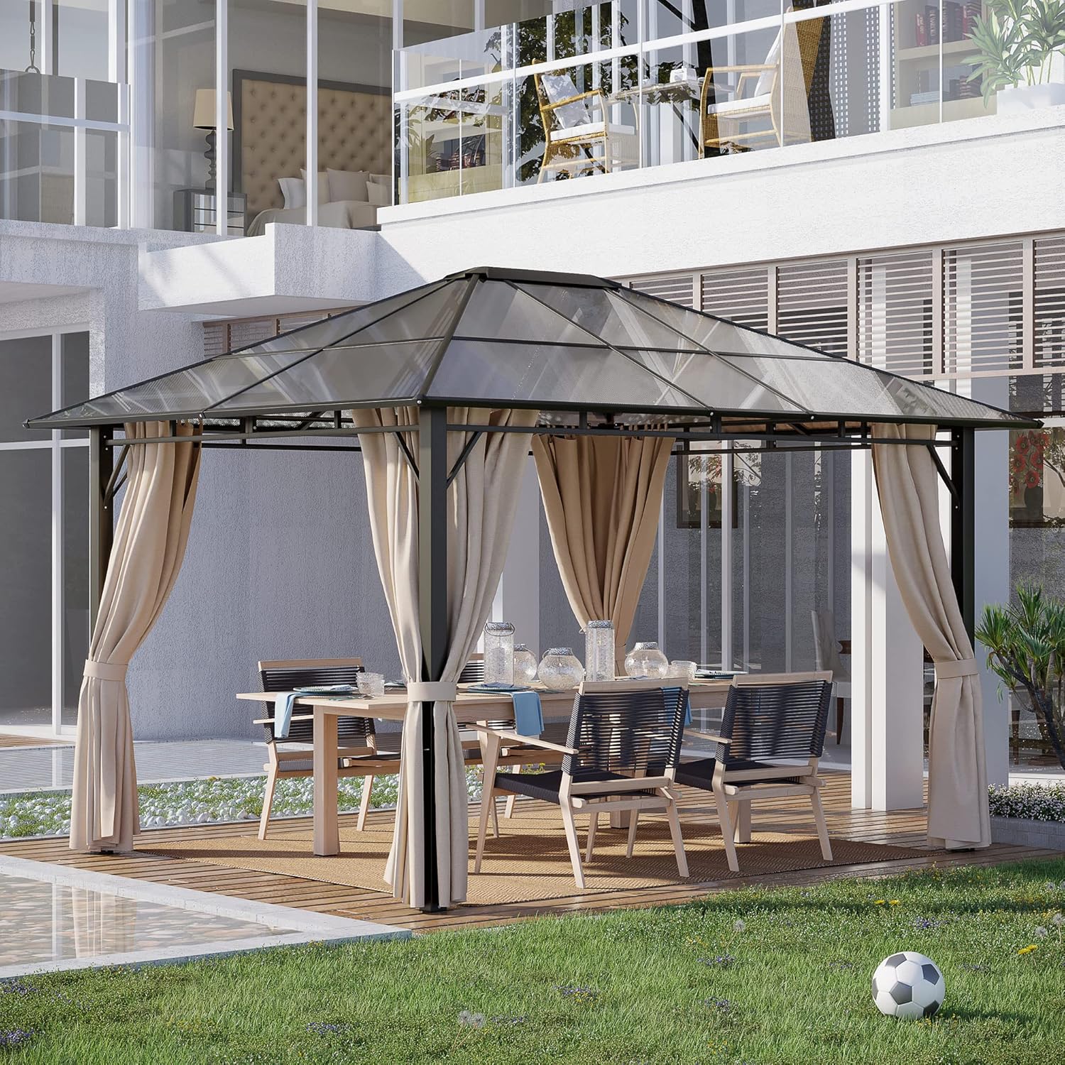 Outsunny 10' x 12' Hardtop Gazebo with Polycarbonate Roof and Aluminum Frame Q292