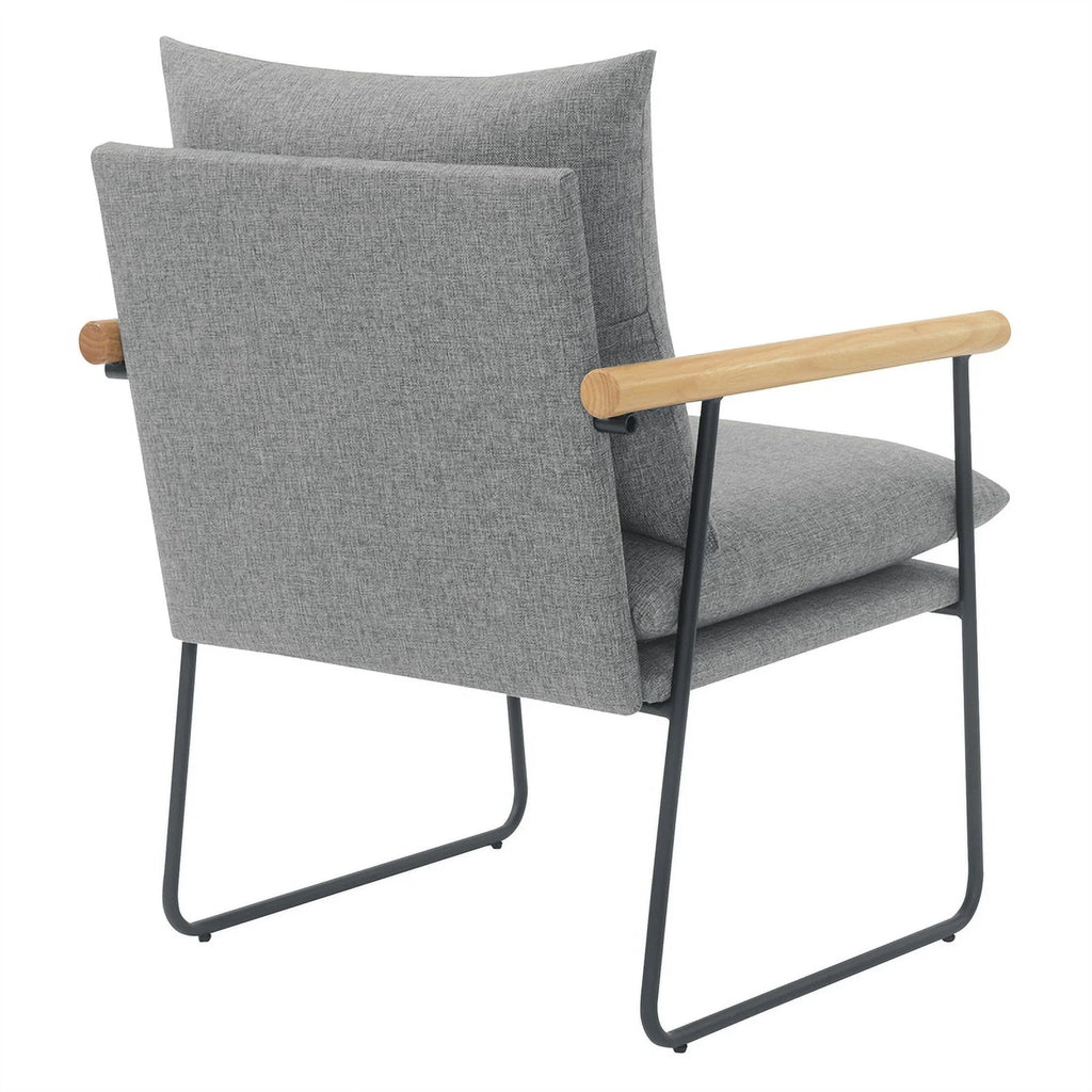 Dutton Armchair Charcoal Fabric Natural Arms Black Sled Base L638