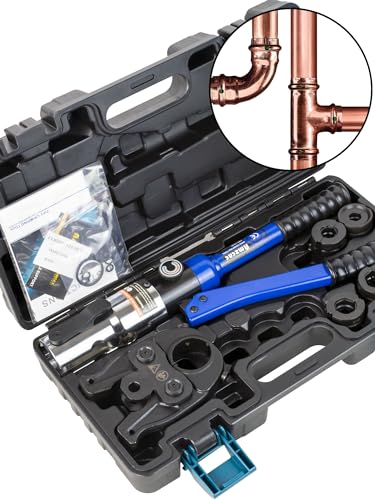 AMZCNC Copper Tube Crimping Tool with 1/2, 3/4, 1 inch Jaw G665534
