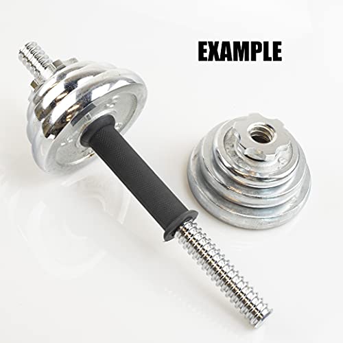 Threaded Dumbbell Bar Handles with Rubber Grip, Fit 1 Inch Plates, Sold in Pair L915