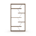 Furnish Home Store Wood Frame Etagere Open Back 6 Shelves Bookcase Industrial Bookshelf for Office and Living Rooms Modern Bookcases Large Bookshelf Organizer, Walnut/Chrome