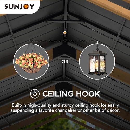 Sunjoy Carport 11 x 20 ft Wood Gazebo with Metal Roof Y747855