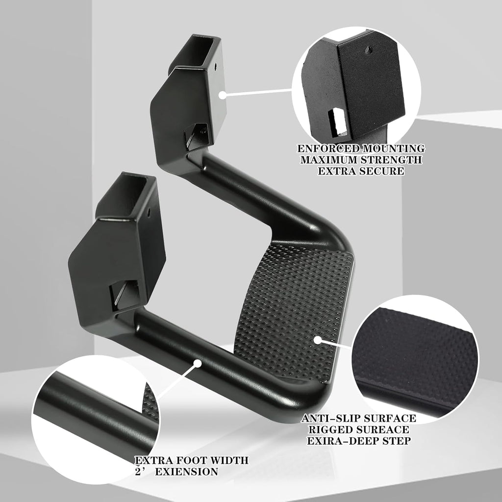 RULLINE Black Powder Coated Truck Side Step Set with Mounting Brackets J35848