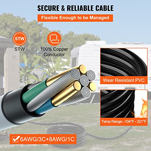 VEVOR 15 FT 50 Amp Generator Extension Cord NEMA 14-50P to SS2-50R H2089