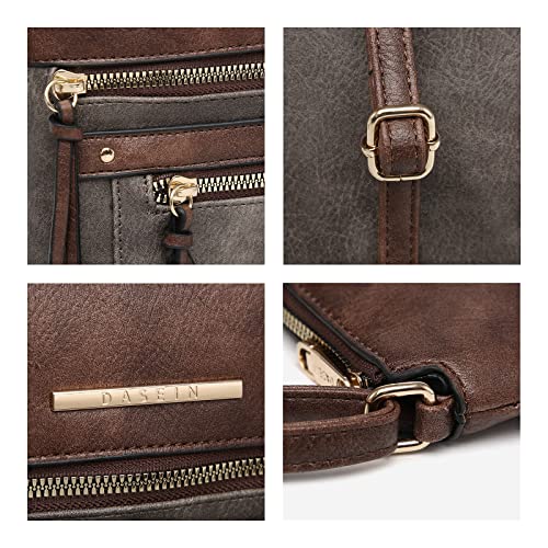 Dasein Crossbody Purse for Women Vegan Leather Shoulder Bag with Multi Zipper Pockets E389262