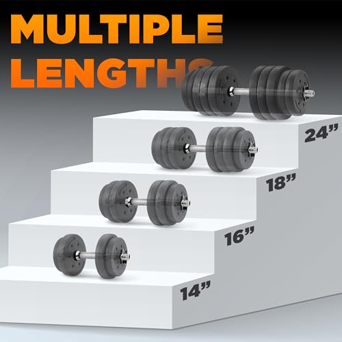 Yes4All Threaded Dumbbell Handles with Rubber Grip, Fit 1" Plates U8415