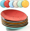 Esfour 8.1" Porcelain Pasta bowl, 26 Ounces Salad Bowls, Microwave & Dishwasher Safe, Sturdy & Stackable, Set of 6 Ceramic bowls Plates Set, Wide Shallow salad Bowls Set, Vivid Assorted Colors
