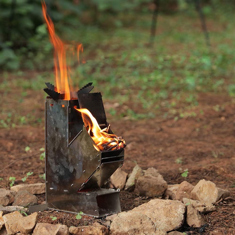 Lixada Camping Rocket Stove Portable Stainless Steel Wood Burning X1011