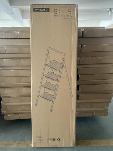 KINGRACK 5 Step Ladder with Tool Platform, Folding Steel with Handrail N1694